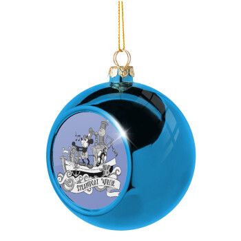 Mickey steamboat, Χριστουγεννιάτικη μπάλα δένδρου Μπλε 8cm