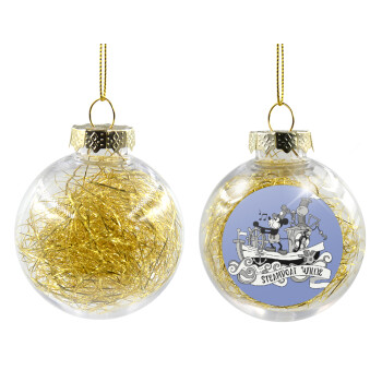 Mickey steamboat, Χριστουγεννιάτικη μπάλα δένδρου διάφανη με χρυσό γέμισμα 8cm