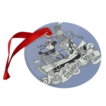 Mickey steamboat, Christmas ornament glass 9cm