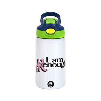 Barbie, i am Kenough, Children's hot water bottle, stainless steel, with safety straw, green, blue (350ml)