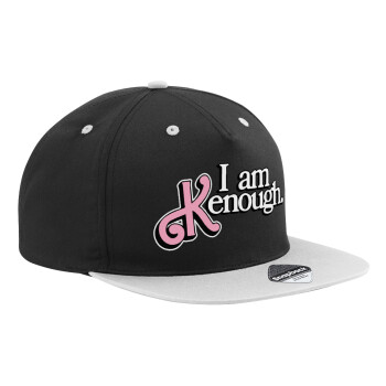 Barbie, i am Kenough, Adult Flat Snapback Hat Black/Grey, (100% COTTON TWILL, ADULT, UNISEX, ONE SIZE)