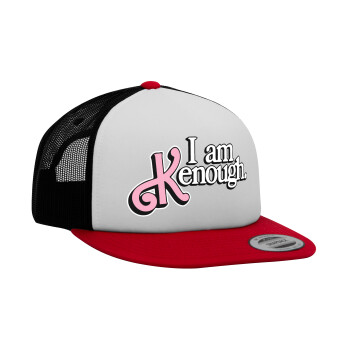 Barbie, i am Kenough, Adult Foam Flat Snapback with Mesh Red-White-Black (POLYESTER, ADULT, UNISEX, ONE SIZE)