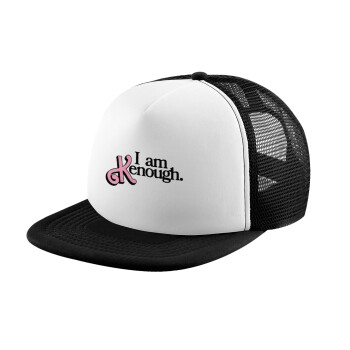 Barbie, i am Kenough, Adult Soft Trucker Hat with Black/White Mesh (POLYESTER, ADULT, UNISEX, ONE SIZE)