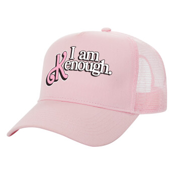 Barbie, i am Kenough, Adult Structured Trucker Hat, with Mesh, PINK (100% COTTON, ADULT, UNISEX, ONE SIZE)