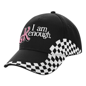 Barbie, i am Kenough, Adult Ultimate BLACK RACING Cap, (100% COTTON DRILL, ADULT, UNISEX, ONE SIZE)