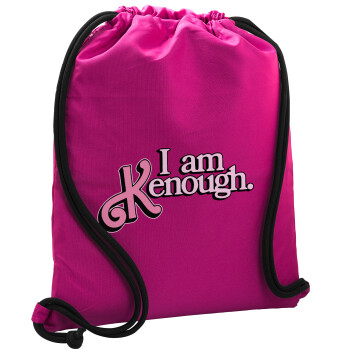 Barbie, i am Kenough, Τσάντα πλάτης πουγκί GYMBAG Φούξια, με τσέπη (40x48cm) & χονδρά κορδόνια