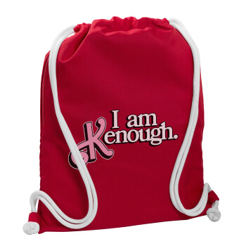 Barbie, i am Kenough, Τσάντα πλάτης πουγκί GYMBAG Κόκκινη, με τσέπη (40x48cm) & χονδρά κορδόνια
