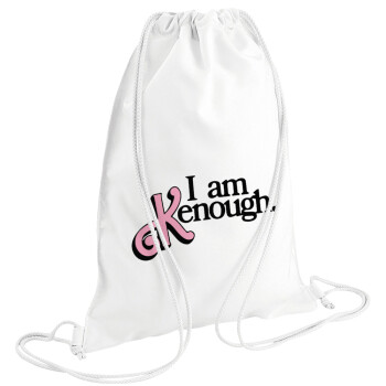 Barbie, i am Kenough, Τσάντα πλάτης πουγκί GYMBAG λευκή (28x40cm)