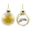 Transparent Christmas tree ball ornament with gold filling 8cm