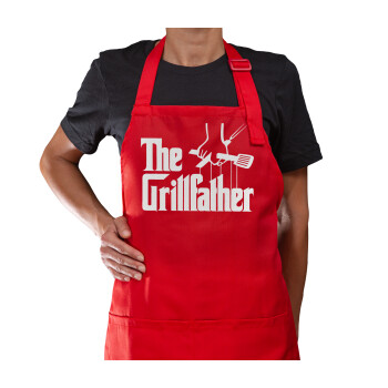 The Grill Father, Ποδιά Μακριά Σεφ ολοσωμη με τσέπες Κόκκινη (ΕΝΗΛΙΚΩΝ)