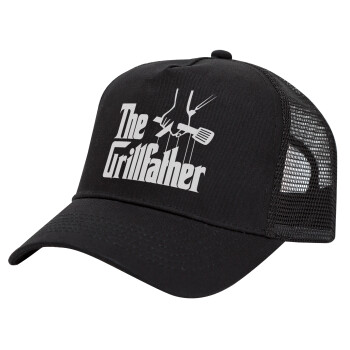 The Grill Father, Trucker Hat with Mesh, Black, (COTTON, KIDS, UNISEX, ONE SIZE)