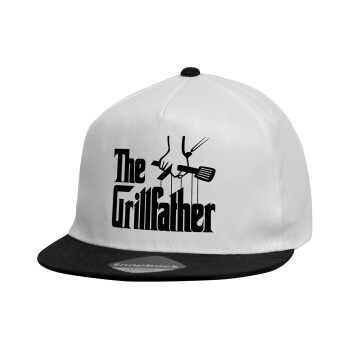 The Grill Father, Καπέλο παιδικό Flat Snapback, Λευκό (100% ΒΑΜΒΑΚΕΡΟ, ΠΑΙΔΙΚΟ, UNISEX, ONE SIZE)