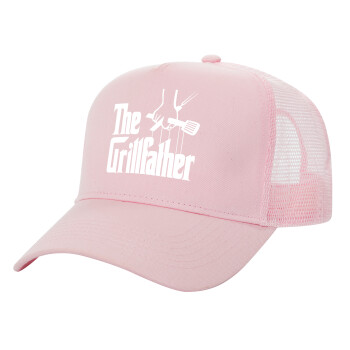 The Grill Father, Structured Trucker Children's Hat, with Mesh, PINK (100% COTTON, CHILDREN'S, UNISEX, ONE SIZE)