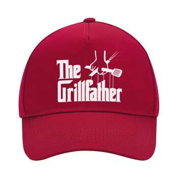 The Grill Father, Adult Ultimate Hat RED, (100% COTTON DRILL, ADULT, UNISEX, ONE SIZE)