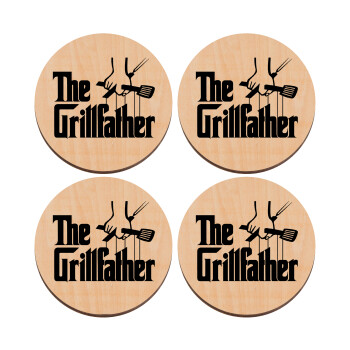 The Grill Father, ΣΕΤ x4 Σουβέρ ξύλινα στρογγυλά plywood (9cm)