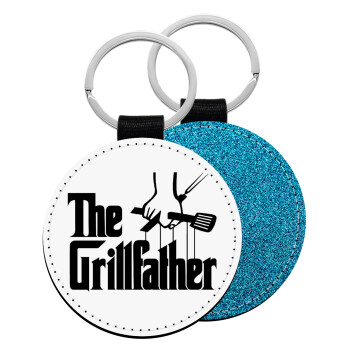 The Grill Father, Μπρελόκ Δερματίνη, στρογγυλό ΜΠΛΕ (5cm)