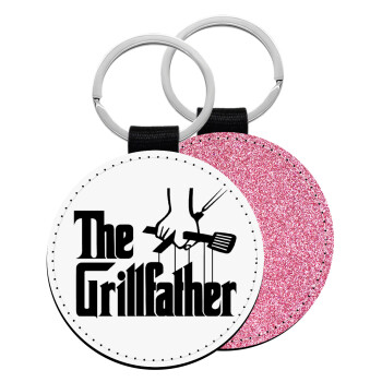 The Grill Father, Μπρελόκ Δερματίνη, στρογγυλό ΡΟΖ (5cm)