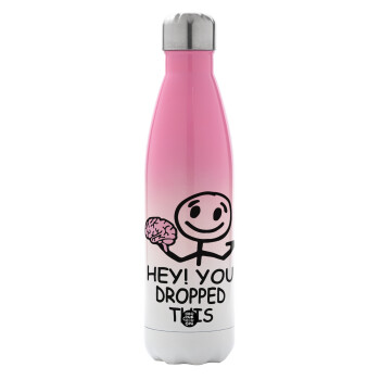 Hey! You dropped this, Metal mug thermos Pink/White (Stainless steel), double wall, 500ml