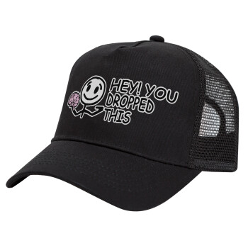 Hey! You dropped this, Trucker Hat with Mesh, Black, (COTTON, KIDS, UNISEX, ONE SIZE)