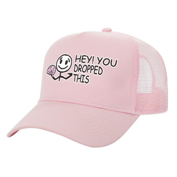 Hey! You dropped this, Structured Trucker Children's Hat, with Mesh, PINK (100% COTTON, CHILDREN'S, UNISEX, ONE SIZE)