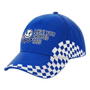 Hey! You dropped this, Adult Ultimate BLUE RACING Cap, (100% COTTON DRILL, ADULT, UNISEX, ONE SIZE)