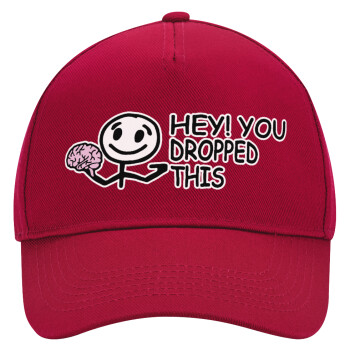 Hey! You dropped this, Adult Ultimate Hat RED, (100% COTTON DRILL, ADULT, UNISEX, ONE SIZE)