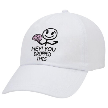 Hey! You dropped this, Adult Baseball Cap White 5-panel (POLYESTER, ADULT, UNISEX, ONE SIZE)