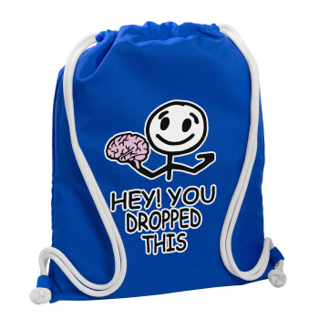 Hey! You dropped this, Backpack pouch GYMBAG Blue, with pocket (40x48cm) & thick cords