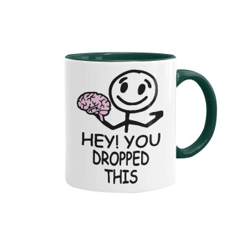 Hey! You dropped this, Mug colored green, ceramic, 330ml