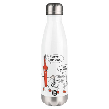 I hate my job, Metal mug thermos White (Stainless steel), double wall, 500ml