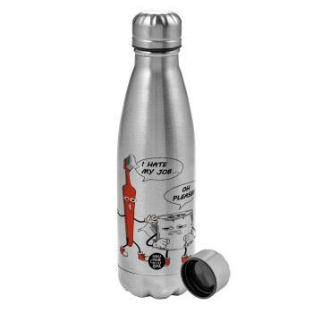 I hate my job, Metallic water bottle, stainless steel, 750ml