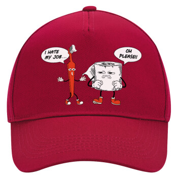 I hate my job, Adult Ultimate Hat RED, (100% COTTON DRILL, ADULT, UNISEX, ONE SIZE)