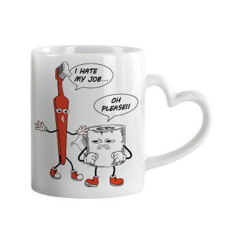 I hate my job, Mug heart handle, ceramic, 330ml