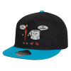 Child's Flat Snapback Hat, Black/Blue (100% COTTON, CHILD, UNISEX, ONE SIZE)