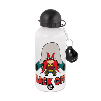 Yosemite Sam Back OFF, Metal water bottle, White, aluminum 500ml