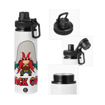 Yosemite Sam Back OFF, Metal water bottle with safety cap, aluminum 850ml