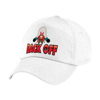 Yosemite Sam Back OFF, Children's Baseball Cap, 100% Cotton Twill, White (COTTON, CHILDREN'S, UNISEX, ONE SIZE)