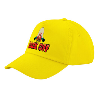 Yosemite Sam Back OFF, Child's Baseball Cap, 100% Cotton Twill, Yellow (COTTON, CHILD, UNISEX, ONE SIZE)