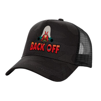 Yosemite Sam Back OFF, Adult Structured Trucker Hat, with Mesh, Dark Army (100% COTTON, ADULT, UNISEX, ONE SIZE)