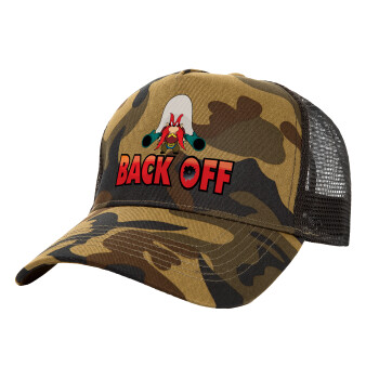 Yosemite Sam Back OFF, Adult Structured Trucker Hat, with Mesh, (Camouflage) Army (100% COTTON, ADULT, UNISEX, ONE SIZE)