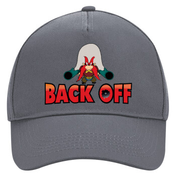 Yosemite Sam Back OFF, Ultimate Adult Hat Grey, (100% COTTON DRILL, ADULT, UNISEX, ONE SIZE)