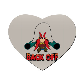 Yosemite Sam Back OFF, Mousepad heart 23x20cm