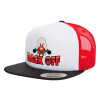 Adult Foam Flat Snapback with Mesh Black-White-Red (POLYESTER, ADULT, UNISEX, ONE SIZE)