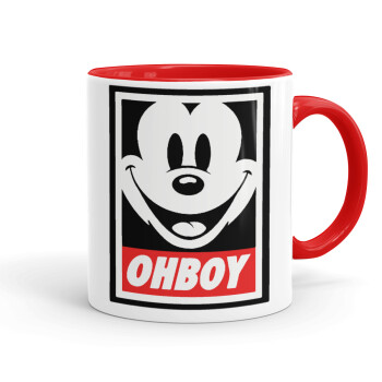 Oh boy μίκυ, Mug colored red, ceramic, 330ml