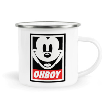 Oh boy μίκυ, Metallic enamel cup white 360ml