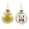 Transparent Christmas tree ball ornament with gold filling 8cm