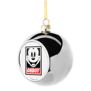 Oh boy μίκυ, Silver 8cm Christmas tree ball ornament