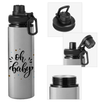 Oh baby, Metallic water bottle with safety cap, 850ml aluminum