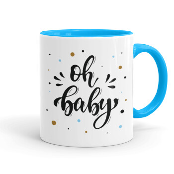 Oh baby, Mug colored light blue, ceramic, 330ml