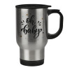 Stainless steel travel mug with lid, double wall 450ml